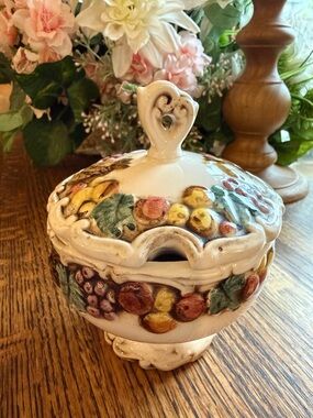 Vintage Lefton Della Robbia Fruit Theme Sugar Bowl